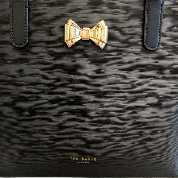 Ted Baker Curved Bow Small Zip Shopper Bag - Black - Picture 2 of 7
